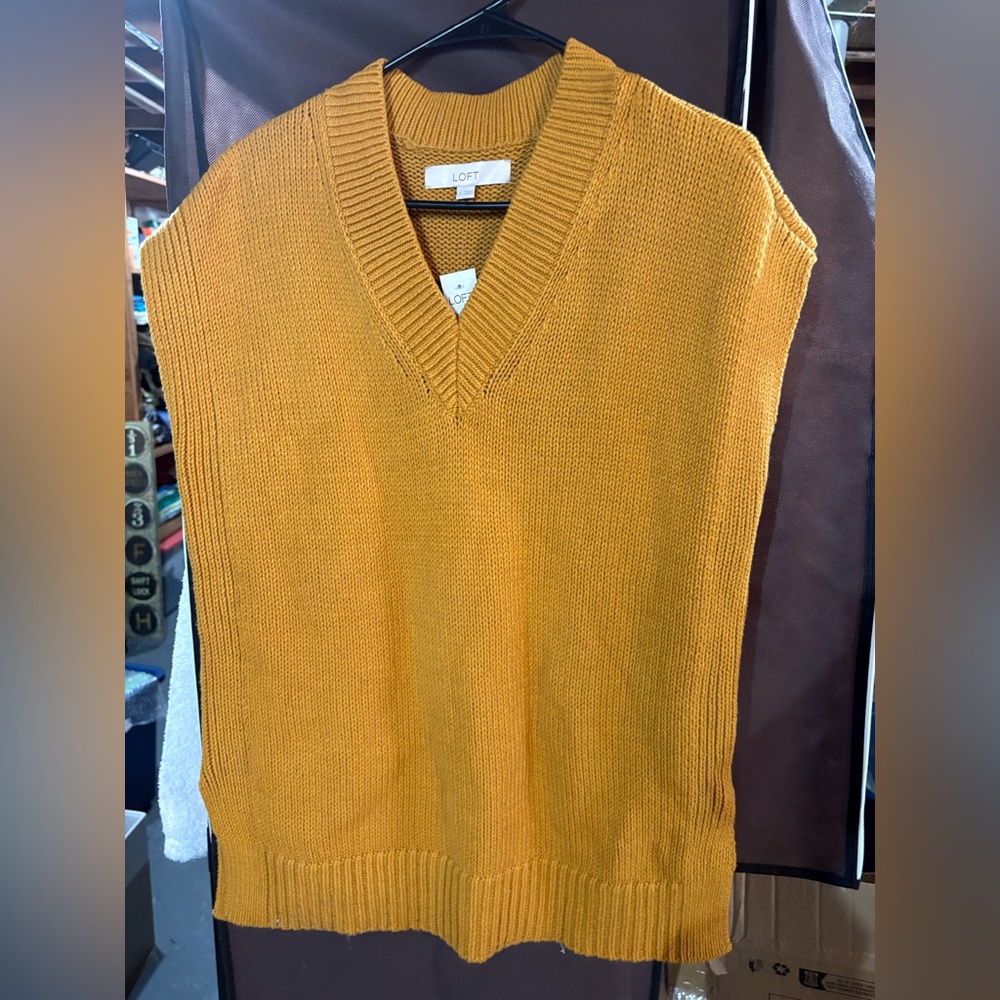NWT LOFT V-Neck Sweater Vest in Mustard